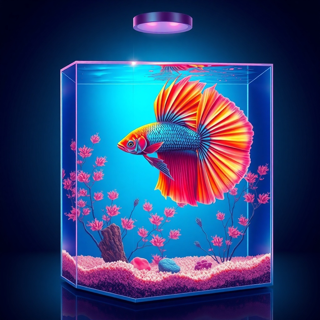 Betta cube aquarium illustration