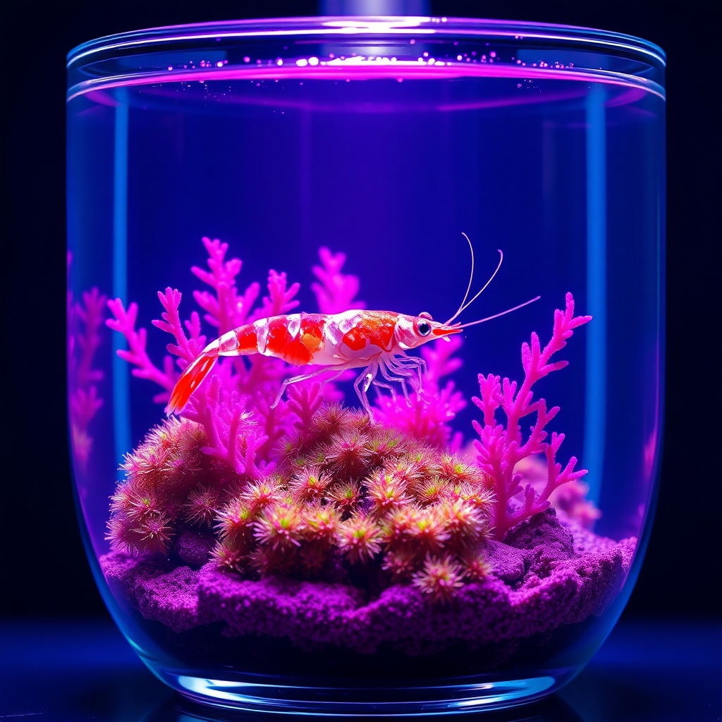 Shrimp nano aquarium illustration